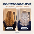 Kühles Blond ohne Gelbstich, Vorher und Nachher